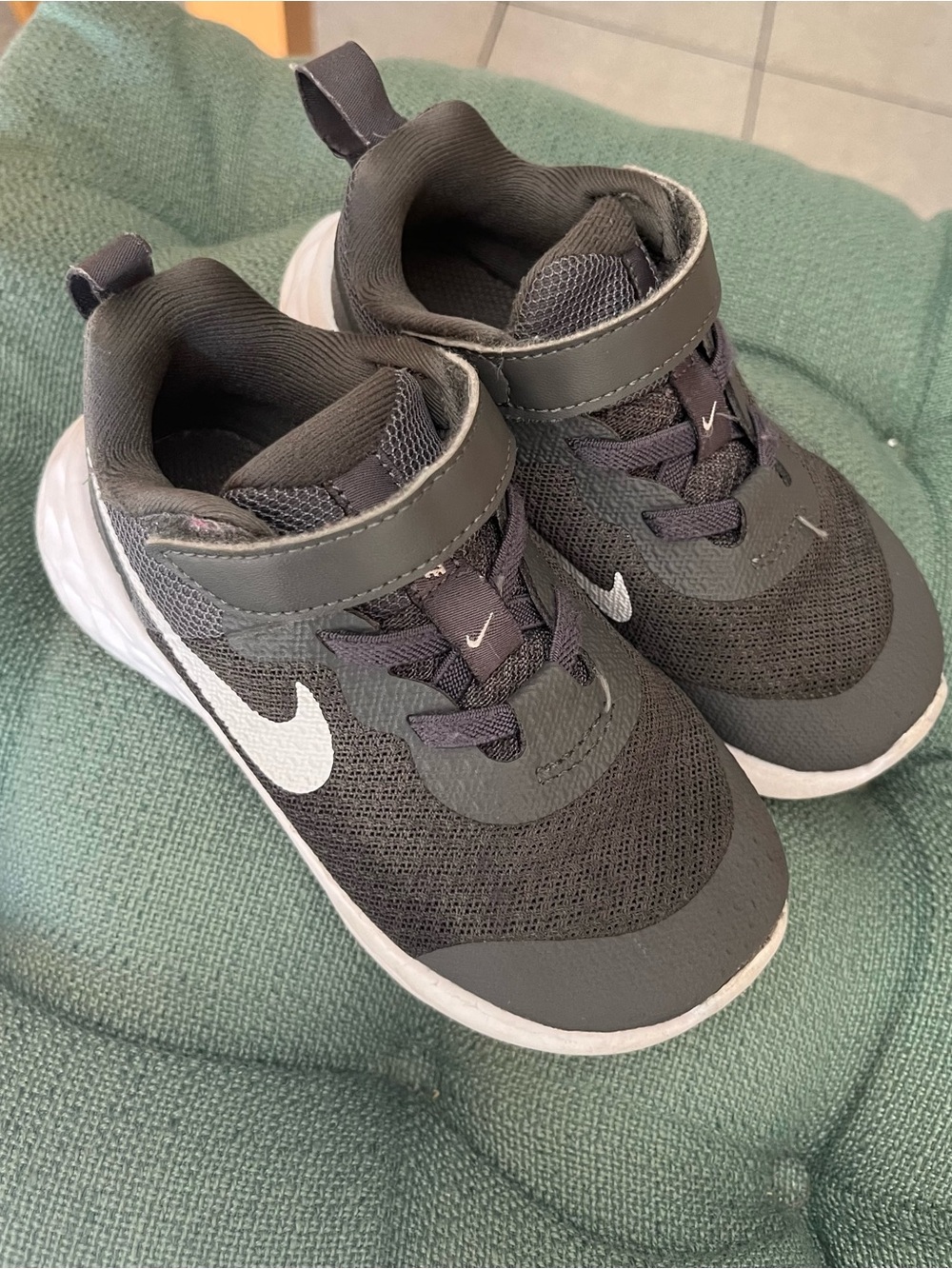 Nike Kids Black and White Velcro Athletic Sneakers
